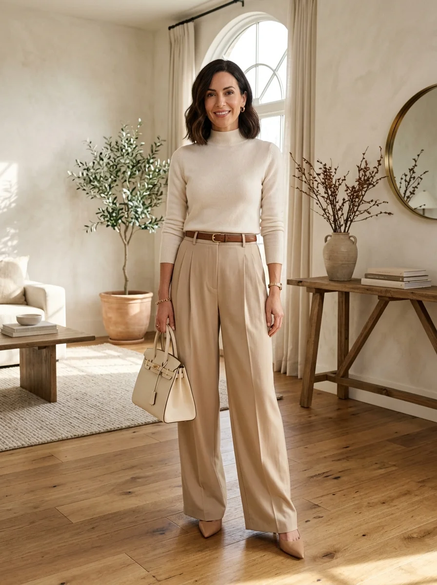 Pleated Wide-Leg Pants
