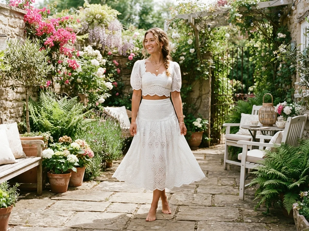 White Eyelet Set
